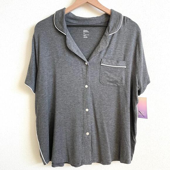 Stars Above Gray Button Front Pajama Sleep Shirt Super Soft Women's X-Large NWT - Picture 1 of 5